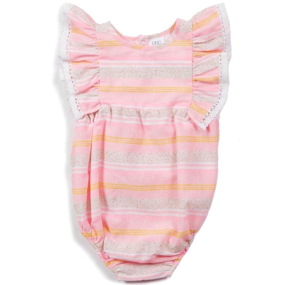 EGG Collective Baby Girl Remy Striped Ruffle Sleeve Romper 6 months